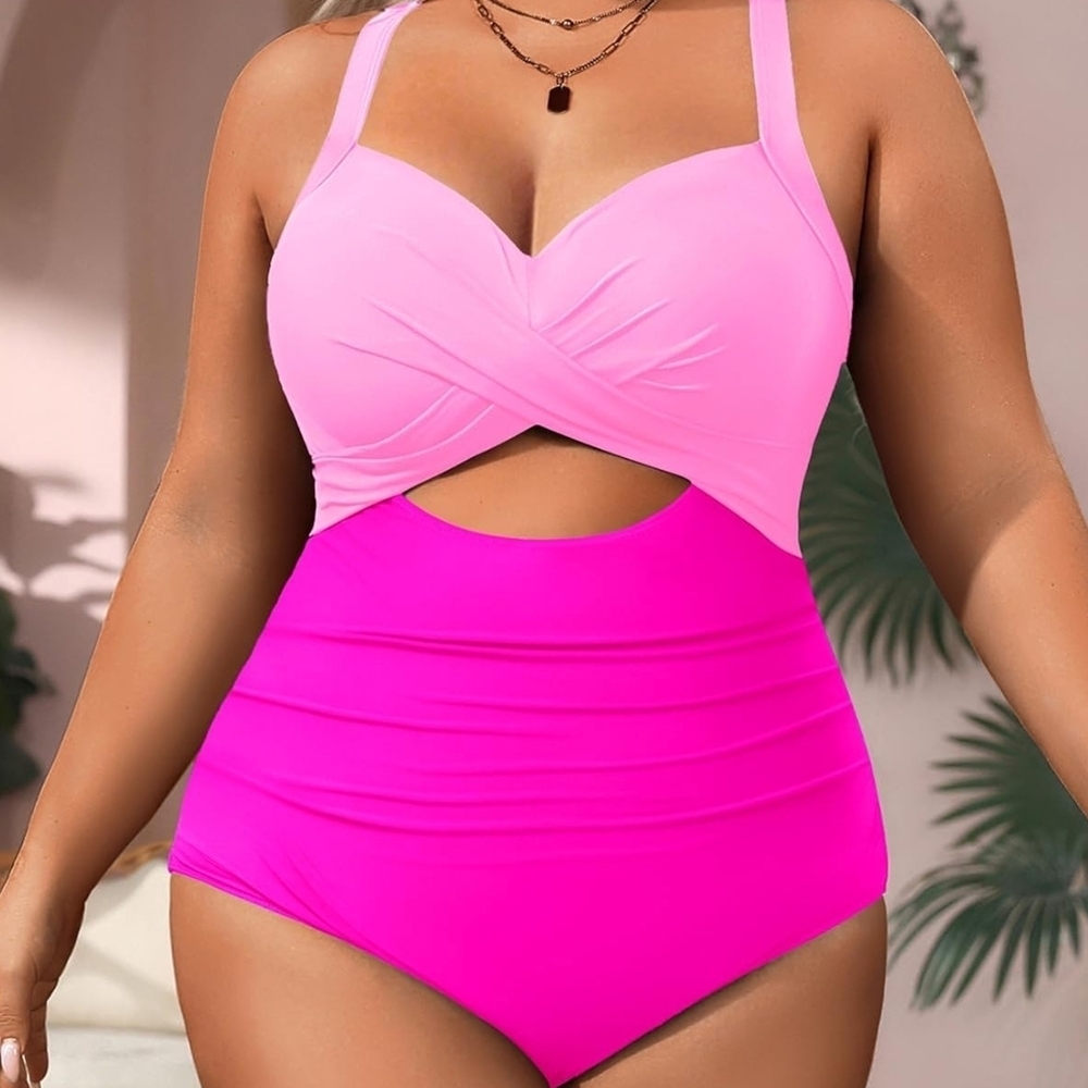 Pink Keyhole One Piece Swimsuit (Sz. XL)